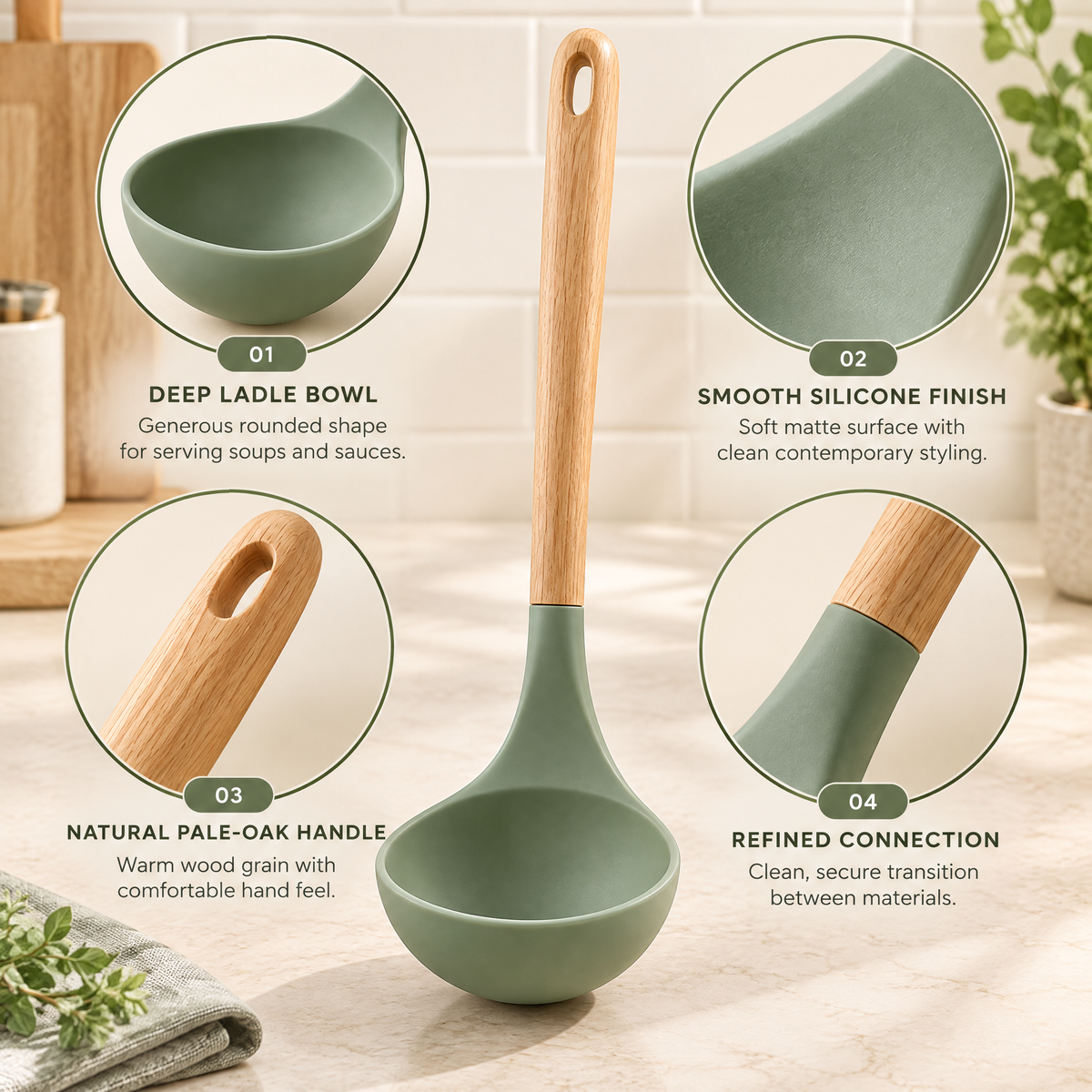 Avernelis™ Deep Silicone Soup Ladle