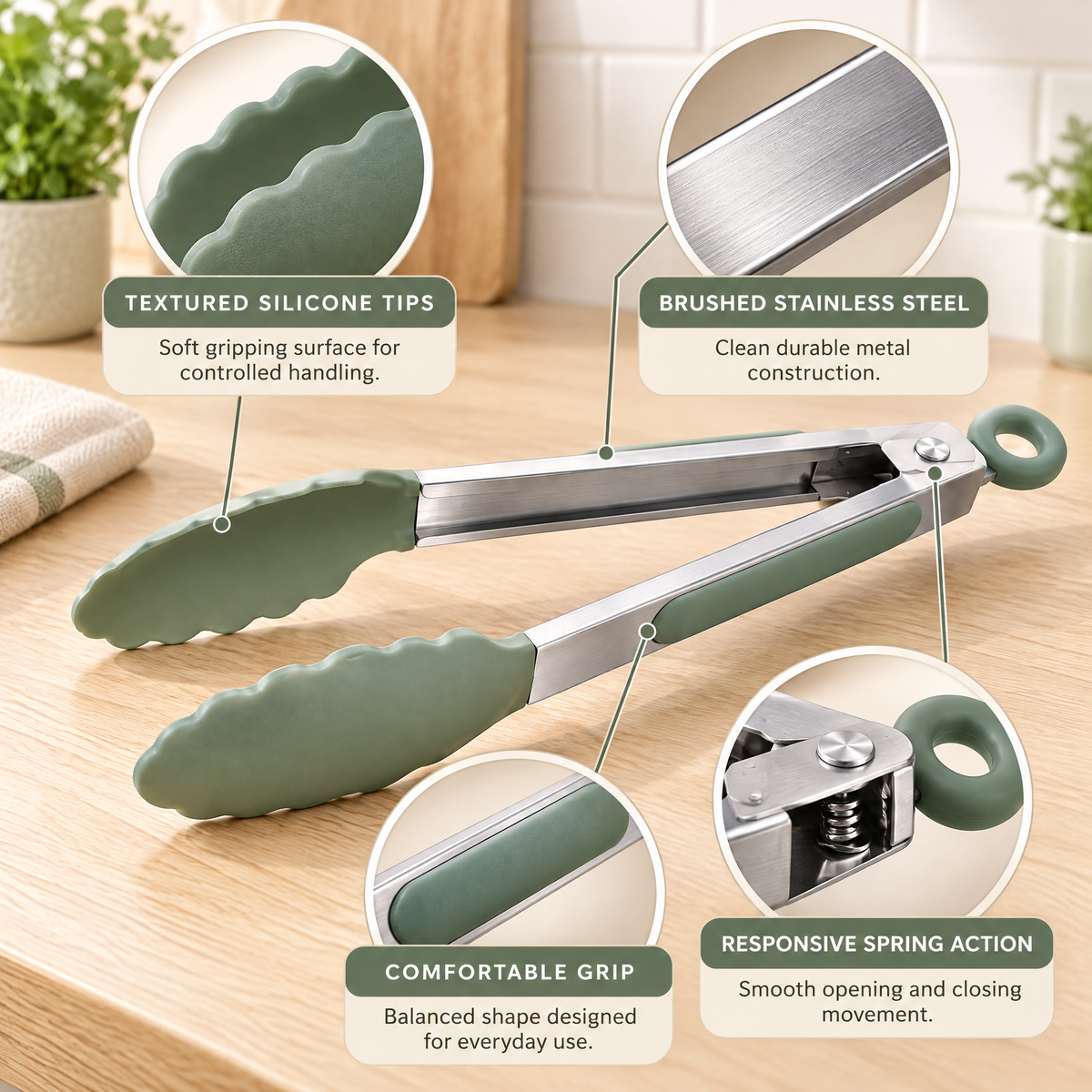 Avernelis™ Silicone Tip Kitchen Tongs
