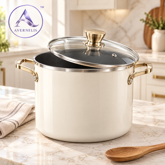 Avernelis™ Large Cream Stockpot with Glass Lid