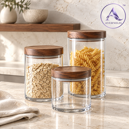 Avernelis™ Glass Canister Set with Wood Lids
