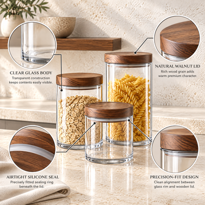 Avernelis™ Glass Canister Set with Wood Lids