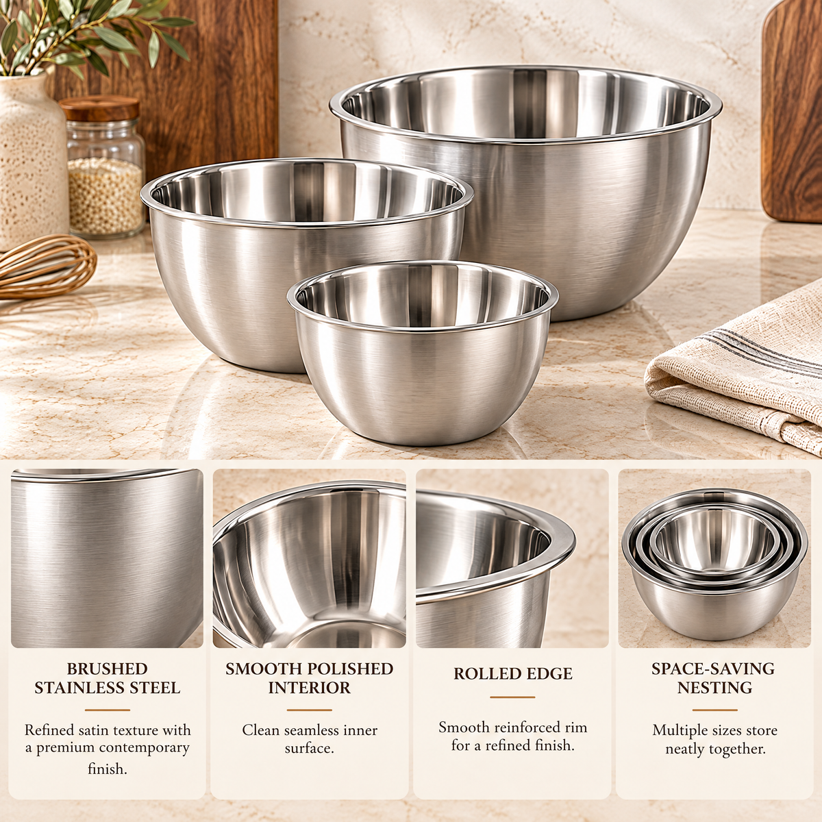 Avernelis™ Stainless Steel Mixing Bowl Set