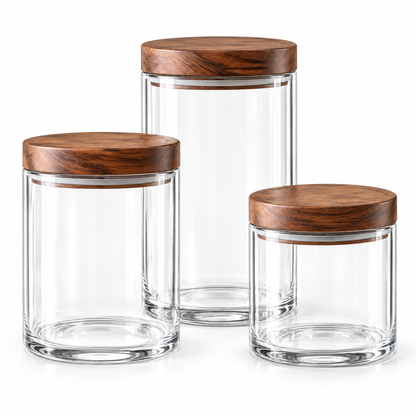 Avernelis™ Glass Canister Set with Wood Lids